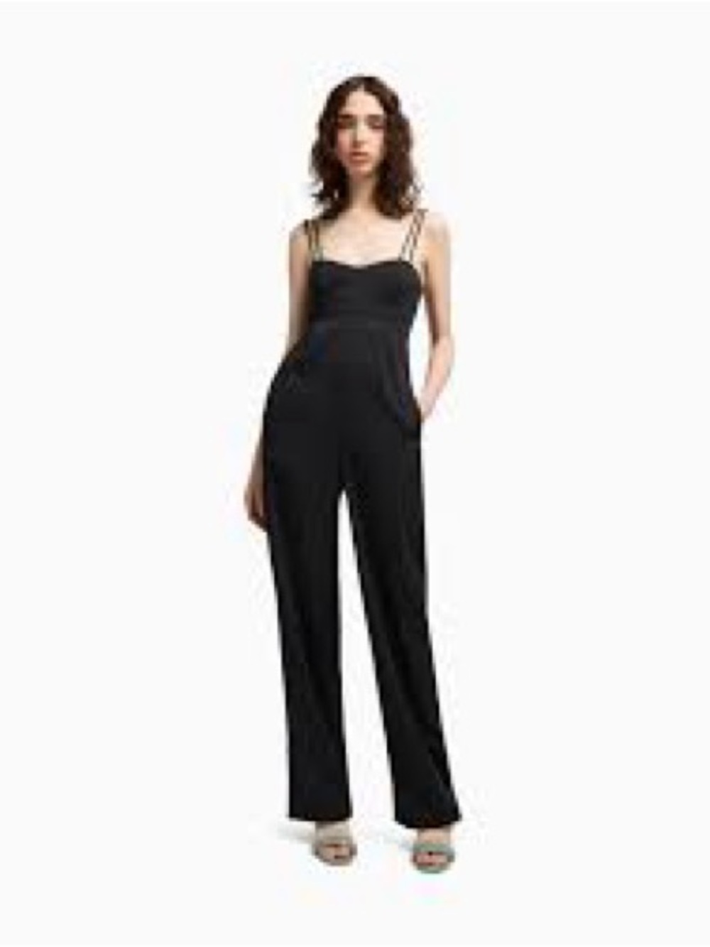 Armani Exchange Black Wide-Leg Strappy Jumpsuit